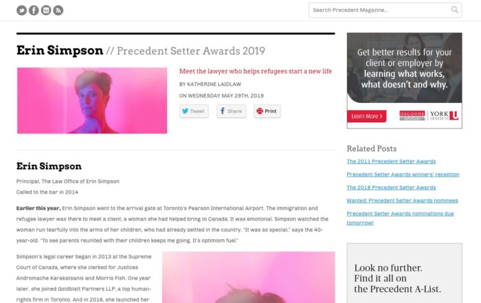 Erin Simpson – Precedent Setter Awards 2019