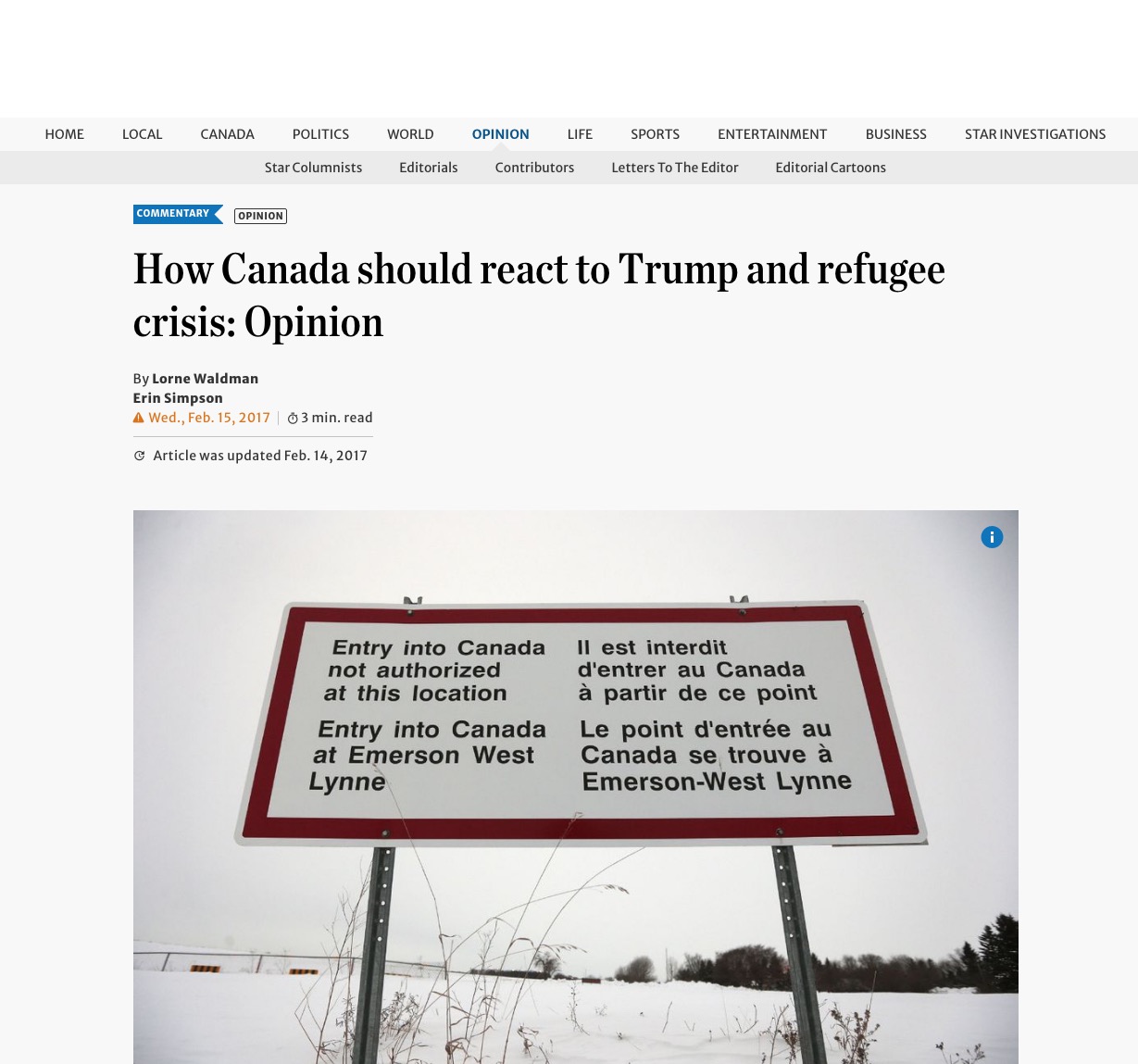 Erin Smpson – How Canada should react to Trump and refugee crisis