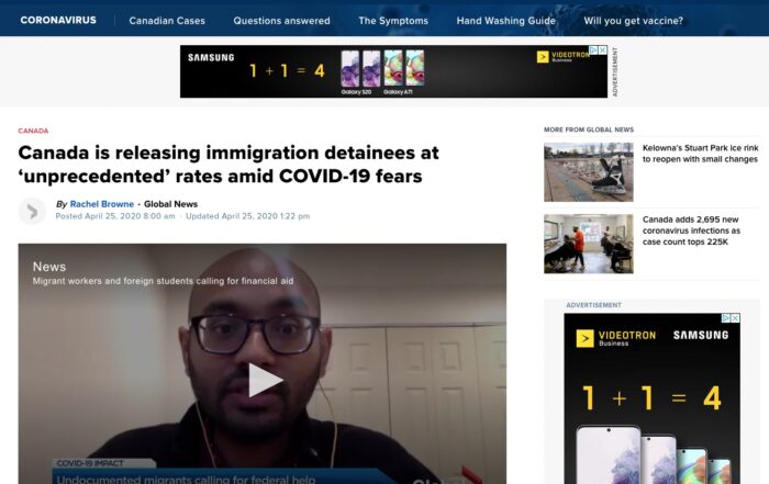 Jacqueline Swaisland – Canada releasing immigration detainees at ‘unprecedented’ rates amid COVID-19 fears